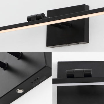 Santino 28" Modern Minimalist Swivel Integrated Dimmable LED Rechargeable Picture Light with Touch Sensor